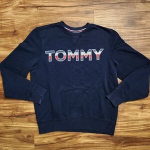 Tommy Hilfiger Navy Blue Logo Crewneck Sweater Size Medium